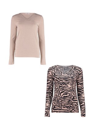 Hailys LANGARMSHIRT 2ER-SET V-AUSSCHNITT NORMALE PASSFORM - Langarmshirt - rosa