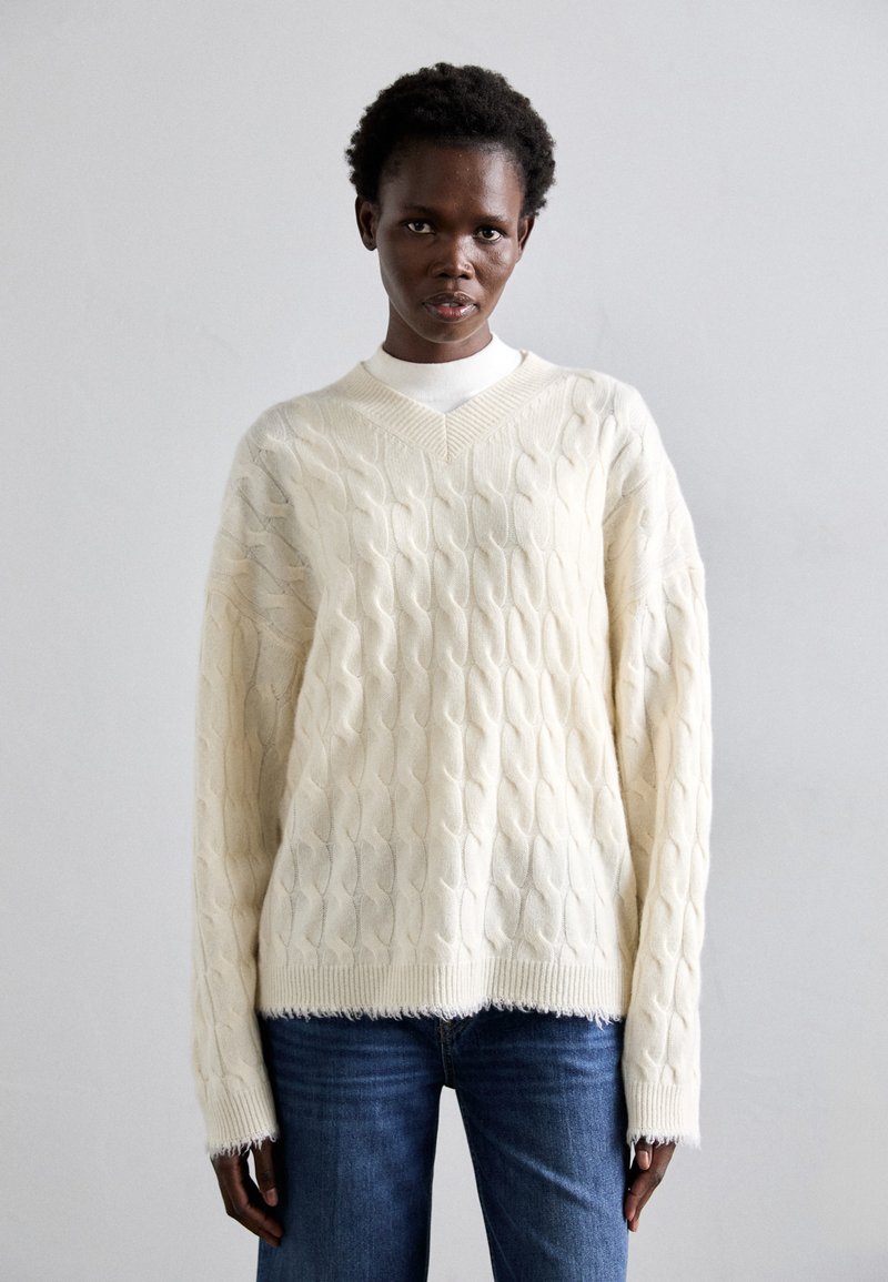 RE/DONE CABLE VNECK - Vesta - ivory