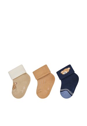 Sterntaler, BABY SOCKEN MIT UMSCHLAG 3ER PACK BÄR, RIPPE UND BÄR - Socks - sandb