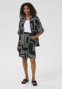 Kaffe DONNY - A-linjainen hame - black beige graphic lines