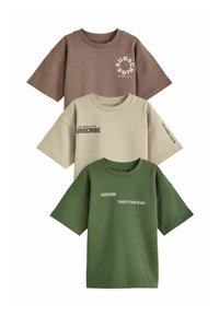 Next RELAXED FIT HEAVYWEIGHT SHORT SLEEVE 3 PACK - Apdrukāts T-krekls - green stone mauve