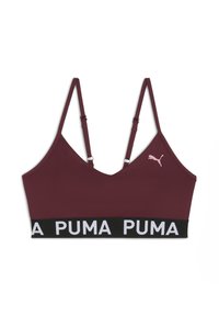 Bordo grudnjak s podesivim trakama, dubokim V-izrezom i crnim pojasom na kojem piše "PUMA" bijelim slovima. Napravljen od glatkog, rastezljivog materijala.