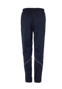 Navy joggingbroek met een elastische tailleband, smal toelopende pasvorm, witte accentnaden en een gladde, lichte stof voor comfort tijdens het sporten.
