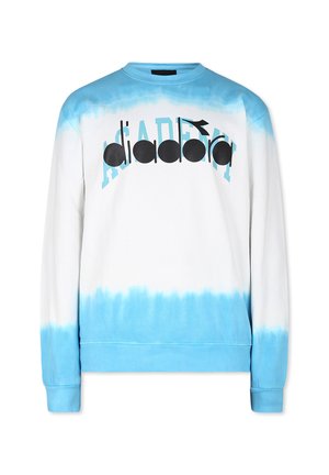 Felpa blu chiaro e bianca con sfumatura degradé, caratterizzata da un grande logo nero "diadora" e design a girocollo. Tessuto morbido, maniche lunghe.