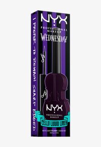 Il packaging viola presenta strisce verticali nere e viola, un design in cello e testi che evidenziano il nome del prodotto e le sue caratteristiche.