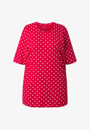Ulla Popken, POLKA DOT CREW NECK TEE - T-Shirt print - lychee