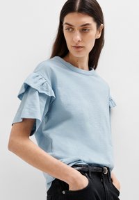 Selected Femme SLFRYLIE FLORENCE TEE  - Triko s potiskem - blue