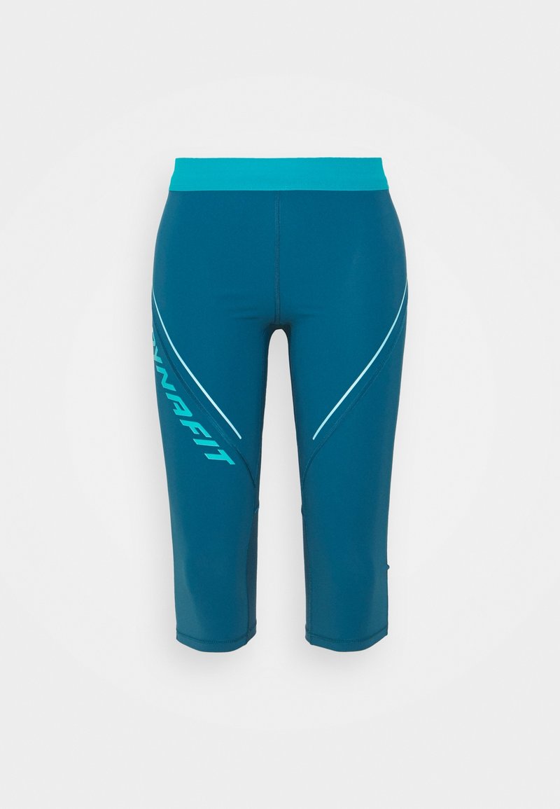 Mallas deportivas color aguamarina con una cinturilla ancha, que presentan un logo aqua en contraste y acentos diagonales blancos a lo largo de los lados. Tejido suave y elástico.