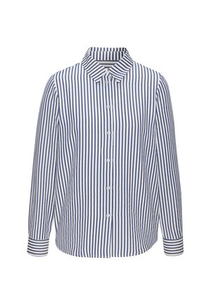 Hemdbluse - creme-blau gestreift