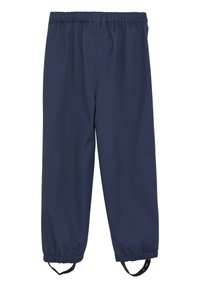 Marina vattentäta byxor med elastisk midja, justerbara muddar och detaljer med två bakfickor. Slät struktur och hållbart tyg.