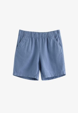 Blauwe casual shorts met elastische tailleband en zijzakken, gemaakt van lichtgewicht stof.