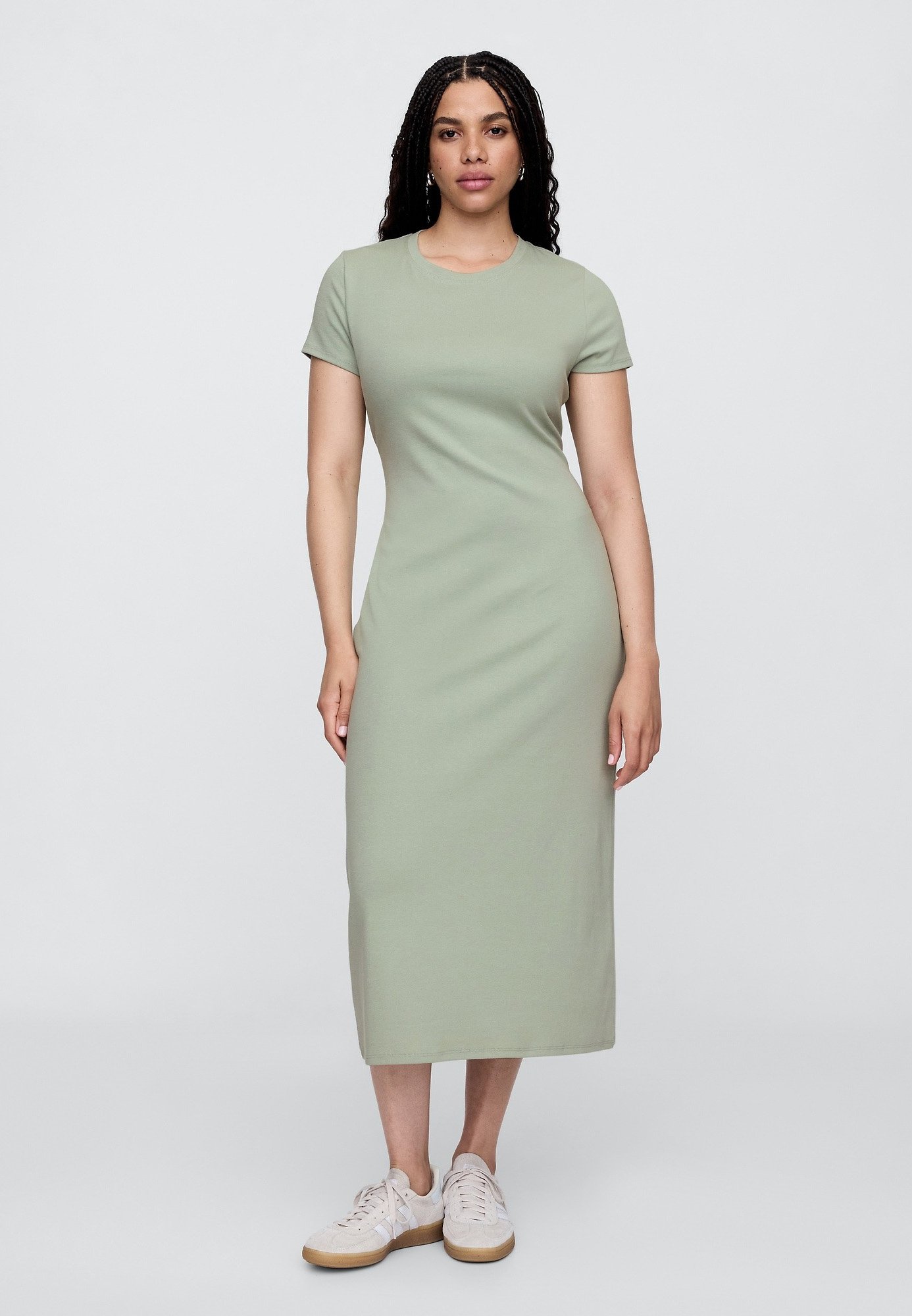 GAP BACK CUTOUT - Jersey dress - desert sage/green - Zalando