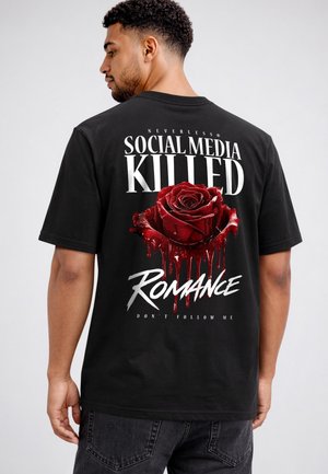 Neverless, HERREN T-SHIRT ROMANCE - OVERSIZED RELAXED FIT PRINTSHIRT SOMMER - Print T-shirt - schwarz