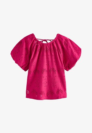 Next, REGULAR FIT - BRODERIE SHORT SLEEVE CREW NECK TOP . - Blúz - pink