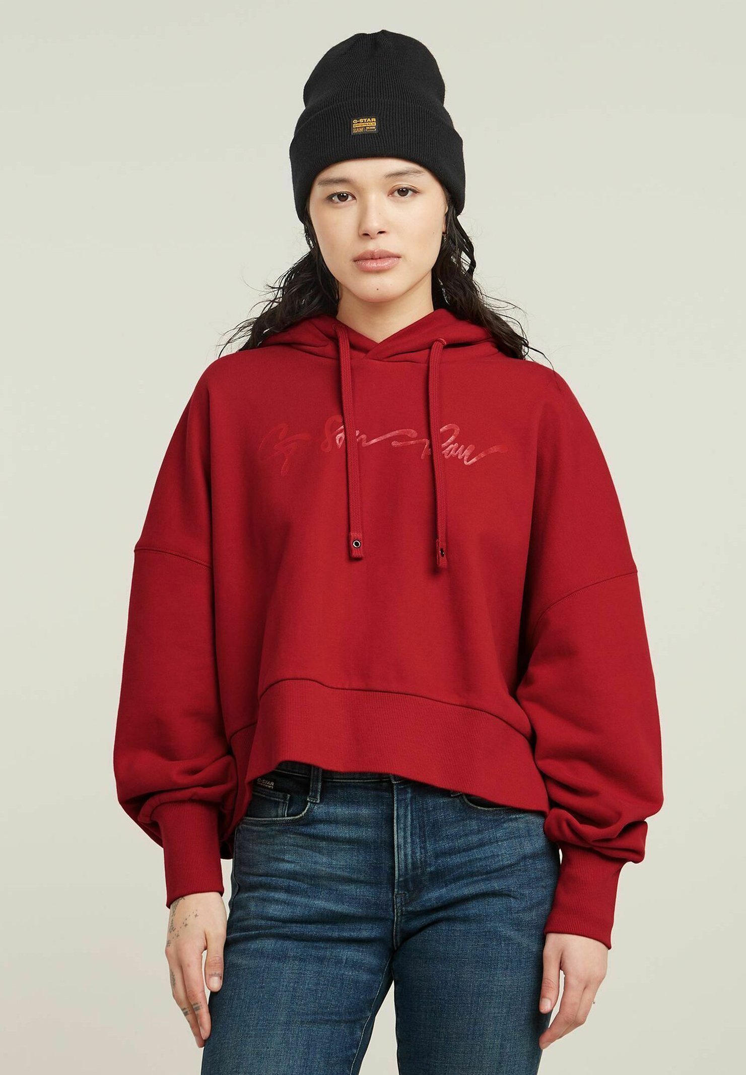 G-STAR G-SCRIPT OVERSIZED HOODED - Hoodie - baron/rood - Zalando.nl
