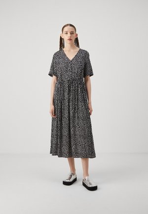 PCTALA STRING TIE MIDI DRESS - Rochie tip cămașă - black