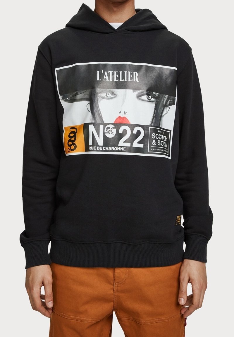 Scotch & Soda Felpa con cappuccio - black