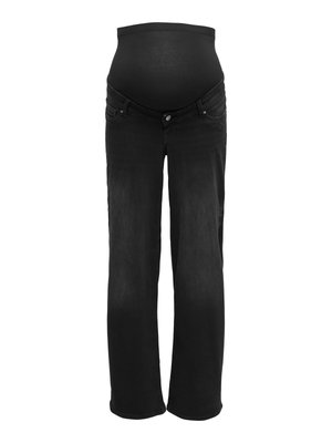 Jean de maternité noir avec une ceinture élastique conçue pour accueillir un ventre de femme enceinte, présenté de face sur un fond uni.