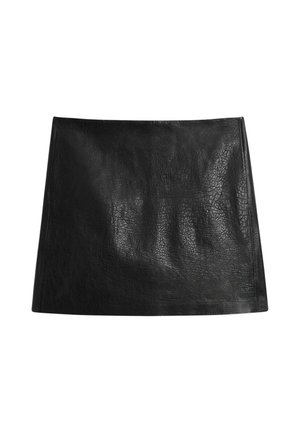 Massimo Dutti, NAPPA LEATHER MINI SKIRT - A-lijn rok - black