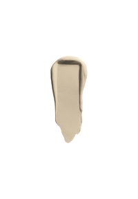Campione di vernice beige con una texture liscia e lucida, con parte superiore arrotondata e parte inferiore affusolata, presentato su uno sfondo bianco.