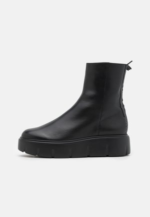 Enkellaarsjes met plateauzool - black
