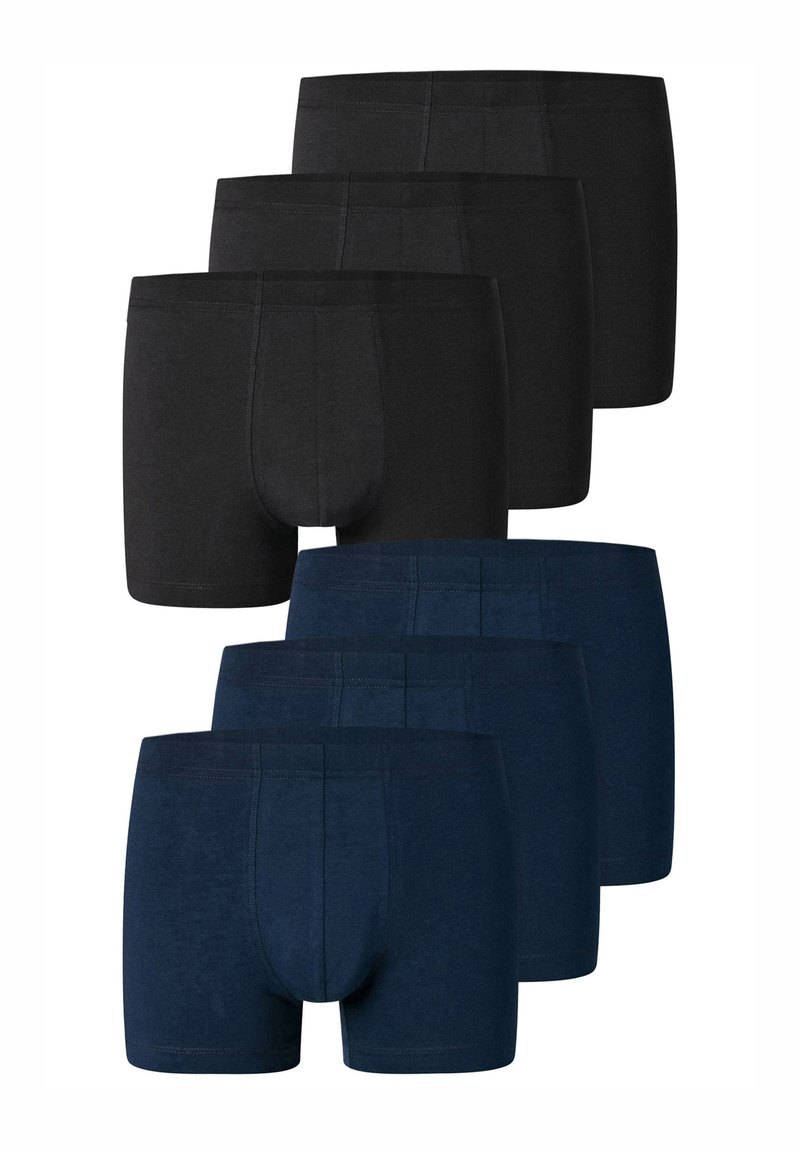 Pack med sex boxershorts i svart och mörk marinblå färg. Tillverkade i bomull, med en mjuk textur och elastiskt midjeband. Inga synliga mönster.