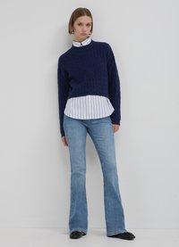 Calliope CROP TRECCE - Strickpullover - blu