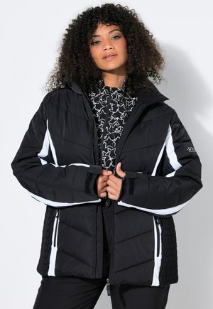 Ulla Popken, CHEVRON QUILTED TRIPLE FUNCTION SKI JACKET - Winter jacket - black