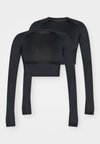 2 PACK ESSENTIAL CROPPED LONG SLEEVE TOP WITH THUMB HOLES - Long sleeved top - black