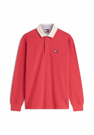 Tommy Jeans, TOMMY JEANS TOMMY BADGE RELAXED RUGBY SHIRT - Maglietta a manica lunga - anthem red