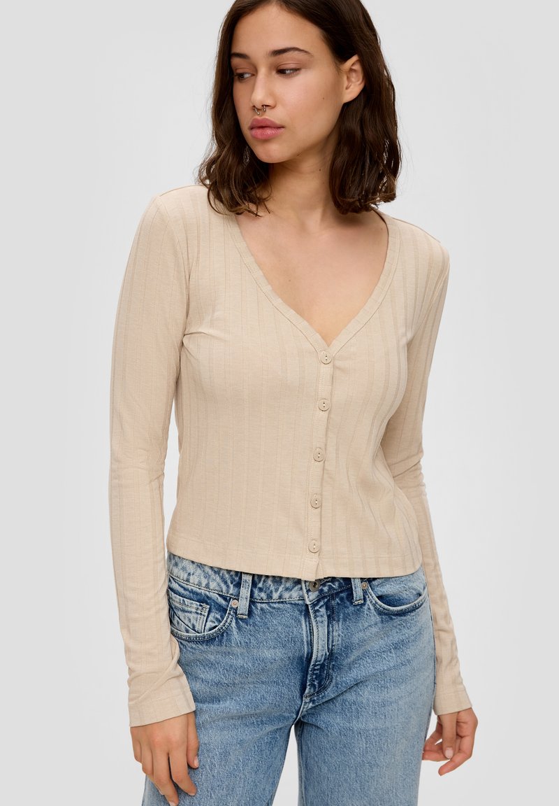 QS IM CROPPED FIT - Strickjacke - beige