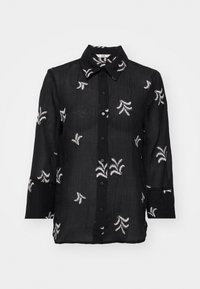 JDYTHEO 7/8 EMBROIDERY - Button-down blouse - black/sandshell