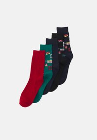 Jack & Jones JACXMAS WRAPPING SOCKS 5 PACK - Sokken - navy blazer pack:aventurine - black - navy blazer - rio red