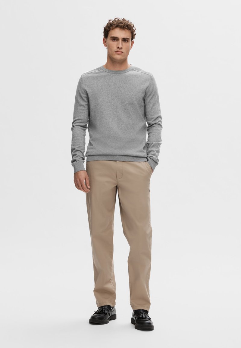 SELECTED HOMME Heren Slhberg Crew Neck Noos gebreide trui, Oatmeal/Detail: melange, L