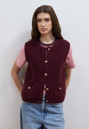 Les Copains, REGULAR-FIT KNITTED GILET - Waistcoat - claret red