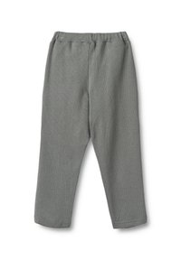 Graue Waffelstrick-Hosen mit elastischem Bund, im Design mit geraden Beinen. Das Material hat eine strukturierte Oberfläche und einen weichen Look.