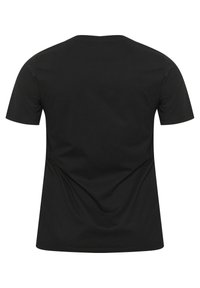 Svart bomull T-shirt med rund halsringning och korta ärmar. Slät textur utan synliga mönster eller detaljer. Standardpassform.