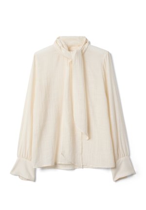 Stefanel, BLOUSE WITH BOW COLLAR, REGULAR FIT. - Blouse - optical white