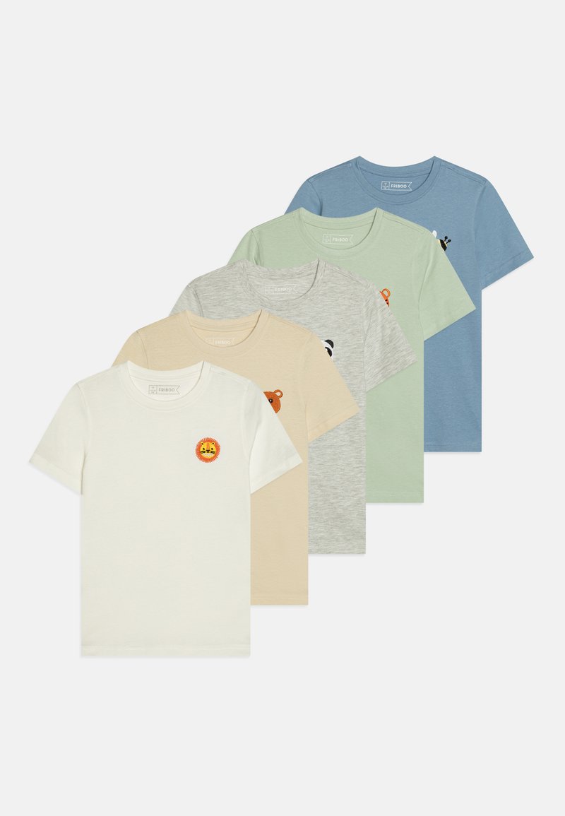 Friboo - 5 PACK - Print T-shirt - blue-grey/mint/beige, Enlarge