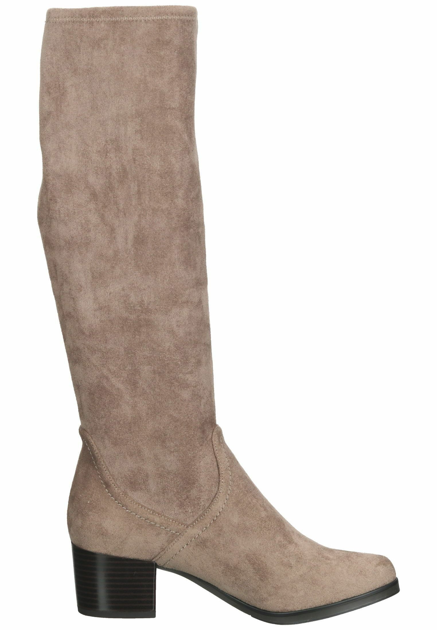 Lamica Dames Laarzen Taupe sue stretch overknee | Van den Assem