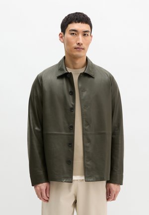 REGULAR  - Lederjacke - dark nickle