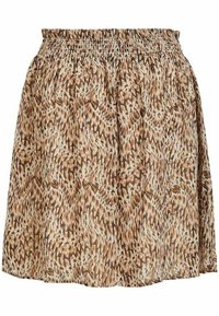 Brun och beige mönstrad kjol med elastisk midja. Har en flödande design med subtila texturer som påminner om djurtryck.