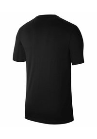 Zwarte t-shirt met korte mouwen en een ronde halslijn, gemaakt van soepel katoen, met een eenvoudig, effen ontwerp zonder patronen.
