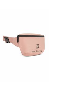 Roze heuptas van glad materiaal met een ritssluiting en een verstelbare band. Voorzien van het merklogo op de voorkant.