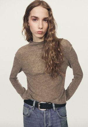 SWEATER WITH MOCK TURTLENECK - Maglione - brown