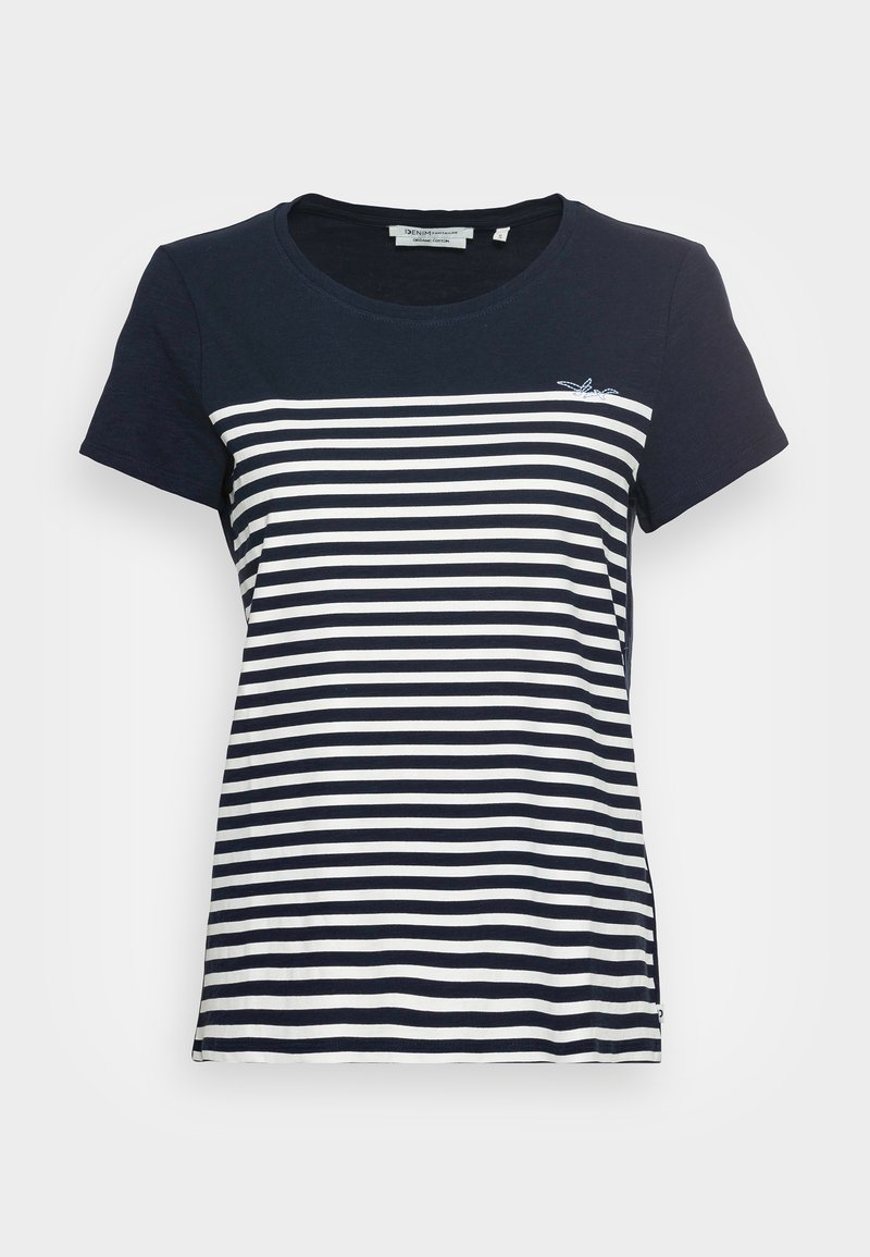 Damen T-Shirts | TOM TAILOR DENIM RELAXED TEE T-Shirt print white blue/weiß - AU72553 Damen T-Shirts | TOM TAILOR DENIM RELAXED TEE T-Shirt print white blue/weiß - AU72553