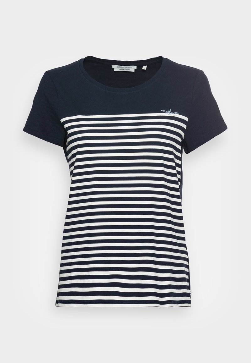 TOM TAILOR DENIM RELAXED TEE - T-Shirt print - white blue/weiß