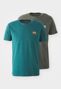 BASIC SMALL LOGO 2 PACK - T-shirt basique - dark olive/force green