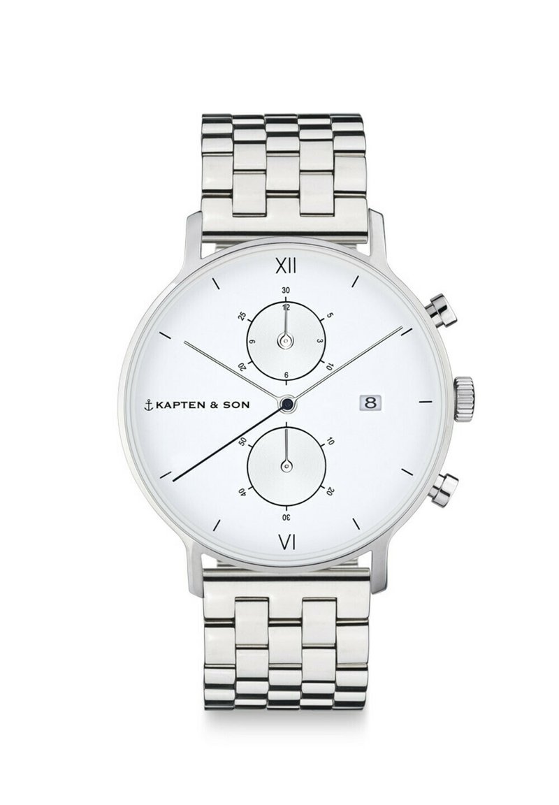 Kapten & Son CHRONO SMALL - Chronograph - silver coloured white