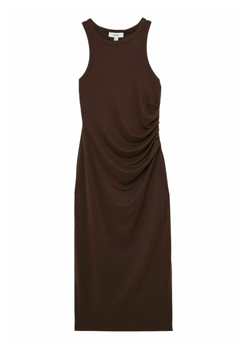 Reiss LOLA RUCHED RACER MIDI - Vabalt langev kleit - chocolate brown